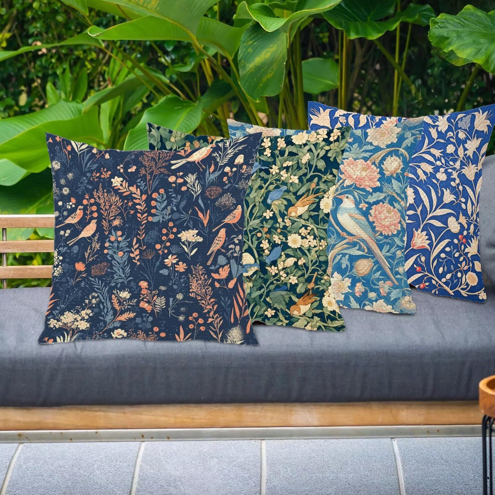 Fundas Cojin 80x80cm Juego de 4, Lino Funda Cojines 32x32in, Cojines Grandes para Sofa, Flor Animal Cojin Decorativos, Fundas Almohada Exterior Impermeable, Verano Hogar Exterior Almohada Sofa L-626