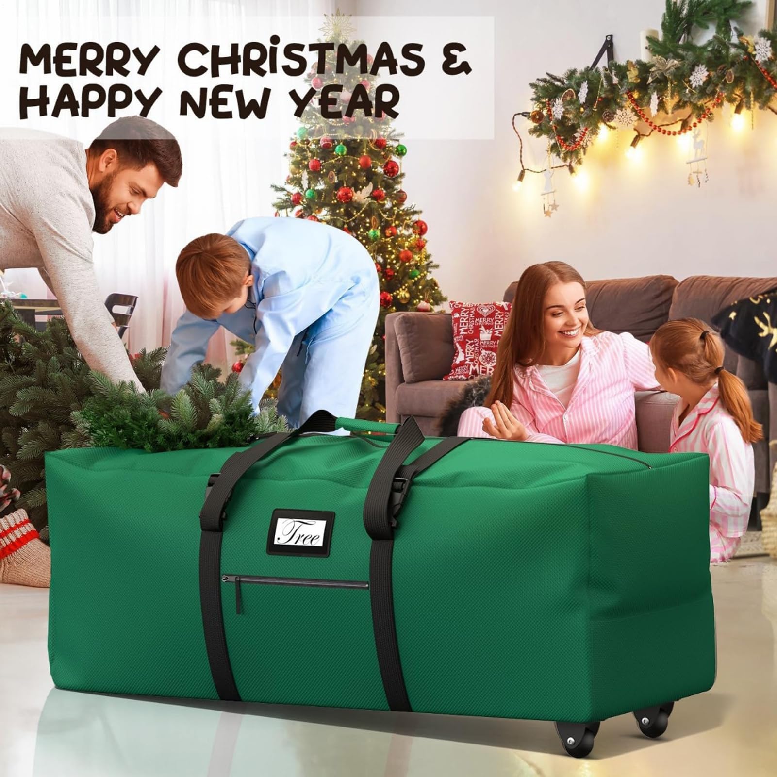 Borsa Per Albero Di Natale Borsa Resistente Strappo Per Decorazioni | Grande Contenitore Per Conservare Articoli Natalizi Per Esterno Cucina Camera Da Garage Trasloco Imballaggio Campegg
