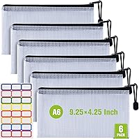 Vista 9 de Bolsa de malla con cremallera, 6 bolsas de malla de plástico impermeable con cremallera, bolsa de documentos tamaño A3, bolsas de archivos