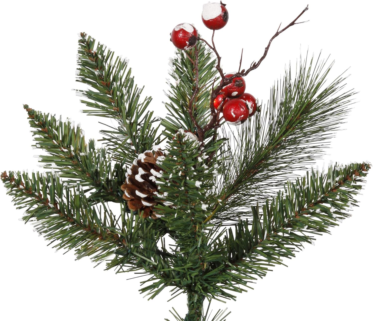 Vickerman 3' Snow Tipped Pine and Berry Artificial Christmas Tree Unlit, Seasonal Indoor Home Decor with Decorative Burlap Base
