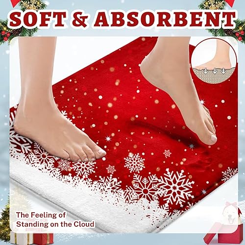 Miniatura 5 de ArtSocket Juego de alfombras y tapetes de baño de Navidad, 3 piezas, antideslizantes, antideslizantes, de espuma viscoelástica, de microfibra