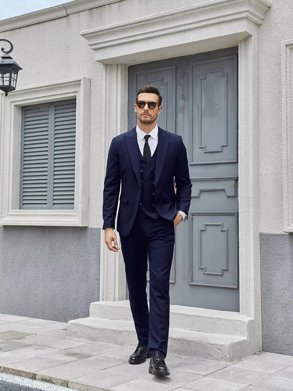 Mens Suit 3 Piece Slim Fit Suits for Men Double Breasted Suit Wedding Prom Suits Formal Business Dinner Tuxedo - Image 7