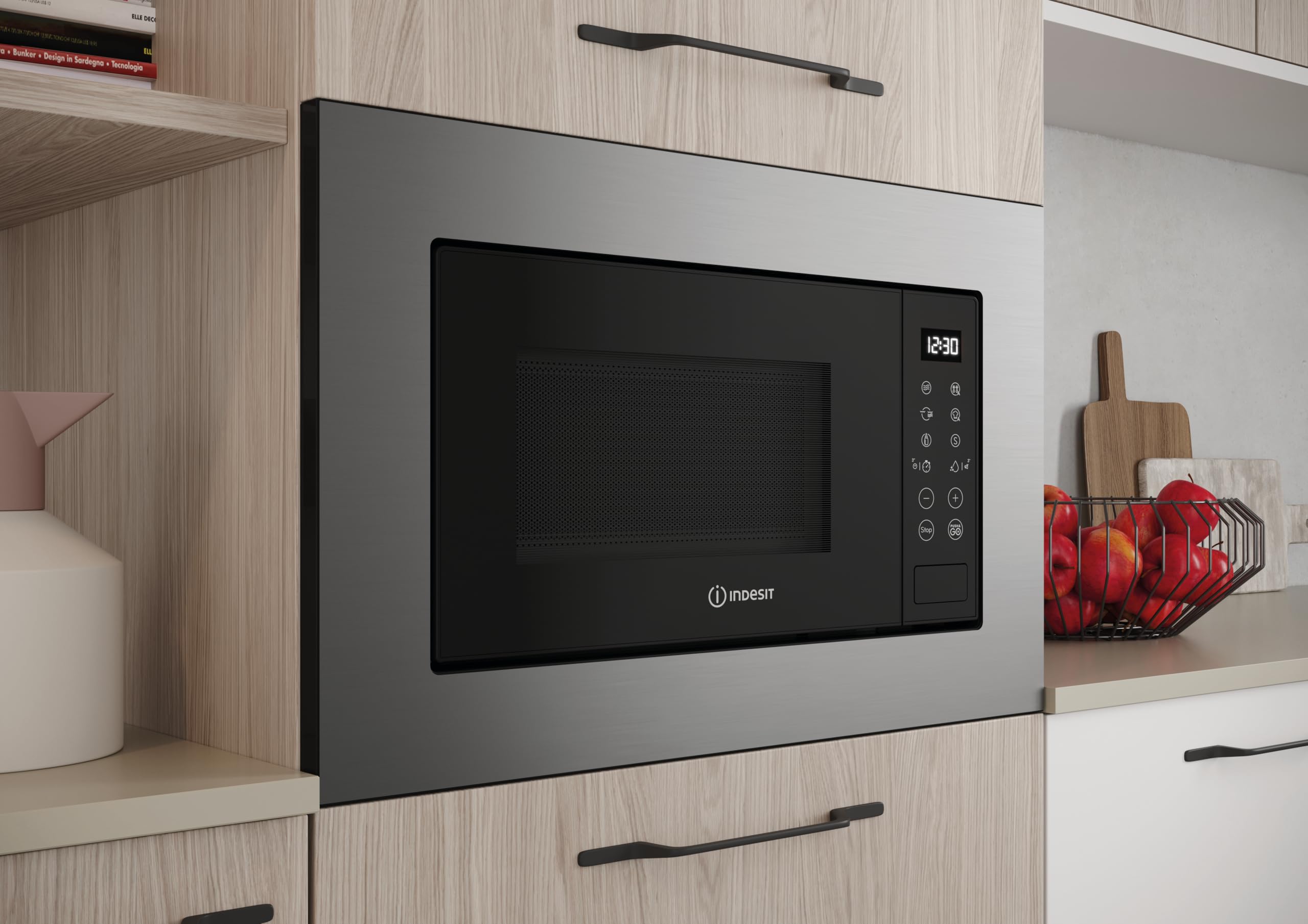 Indesit MWI 120 GX.1 - Microonde Da Incasso Con Grill Da 20L. Potenza Massima Microonde 800W, Potenza Grill 1000W. Sicurezza Bambini, Push And Go, Auto Cook, EasyCleaning 39 x 59,4 x 34,9 cm