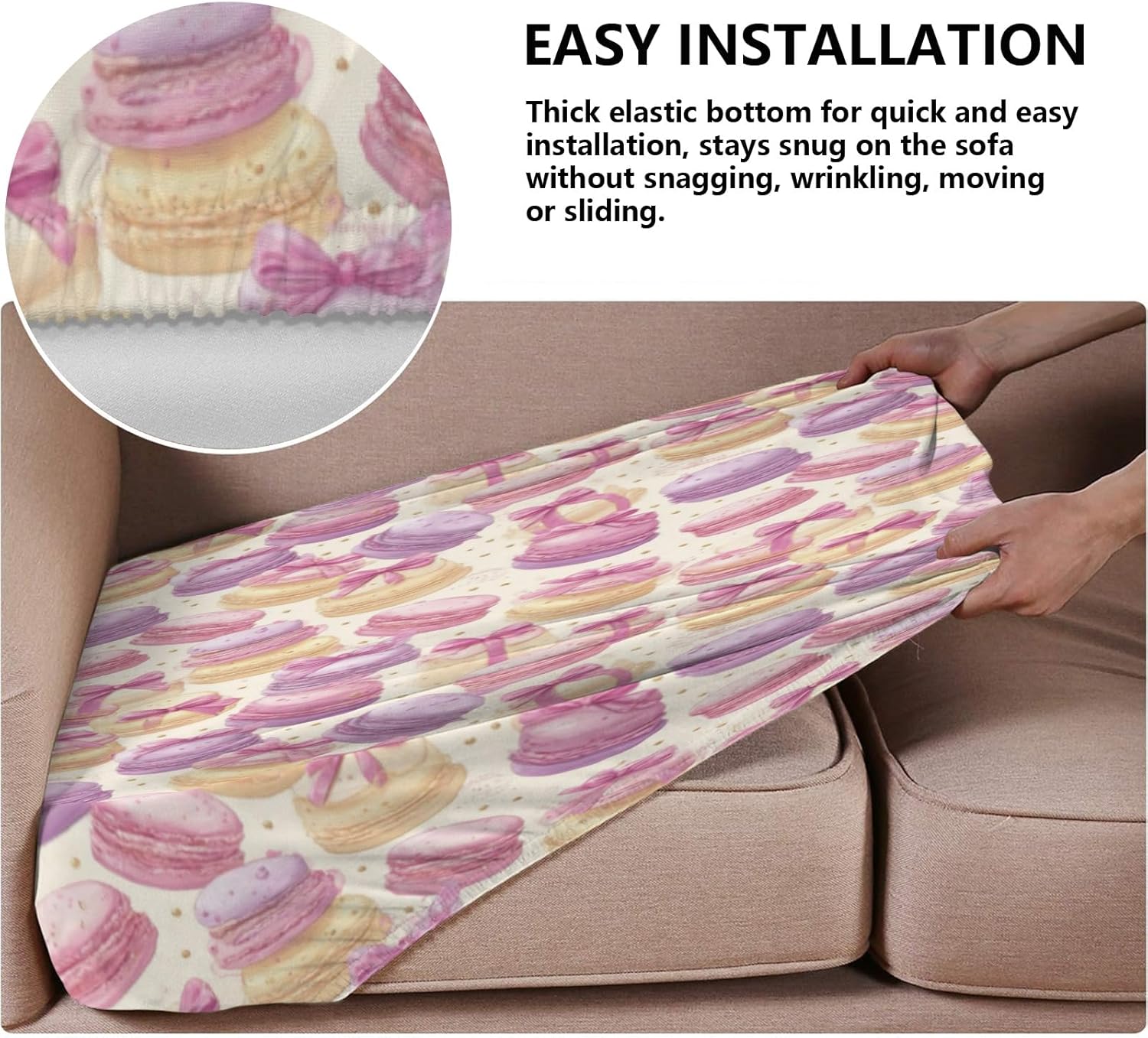Pastel Macaron Cake Loveseat Covers Couch Covers for 2 Cushion Couch, 2-Piece Stretch Sofa Slipcovers Anti-Slip Washable Furniture Protectors for Dogs Pets