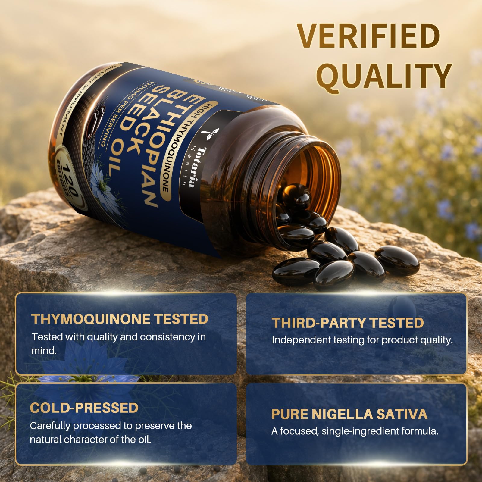 Totaria High TQ Ethiopian Black Seed Oil 1200mg | 120 Softgels Cold-Pressed Nigella Sativa Seed Oil — Amazon image 5