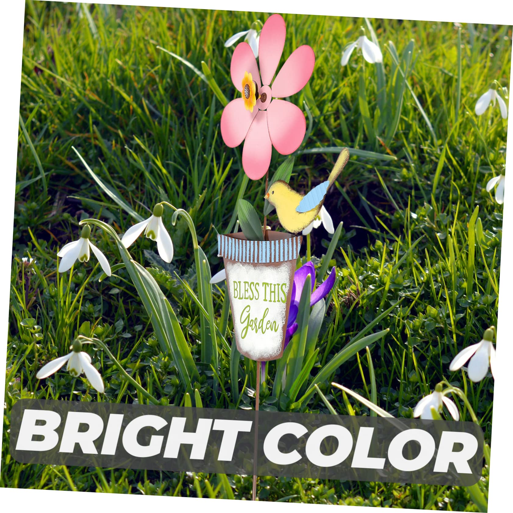 Moulinet Décoratif Fleur en Métal Rotatif pour Jardin et Pelouse