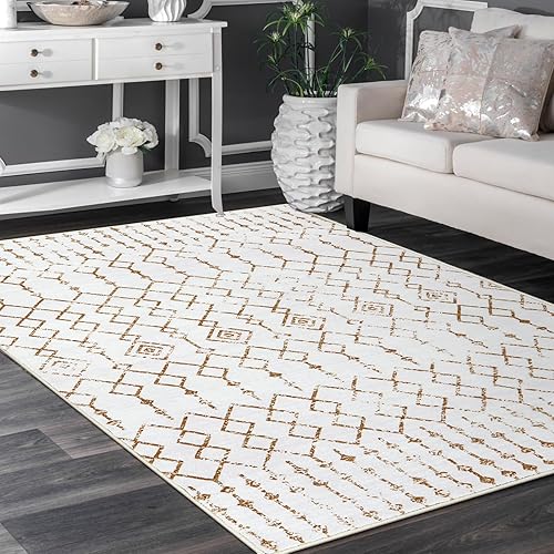 Miniatura 3 de Anidaroel Alfombra marroquí lavable grande de 5 x 7 pies para sala de estar, alfombras suaves para dormitorio, pelo bajo, antideslizante, alfombra