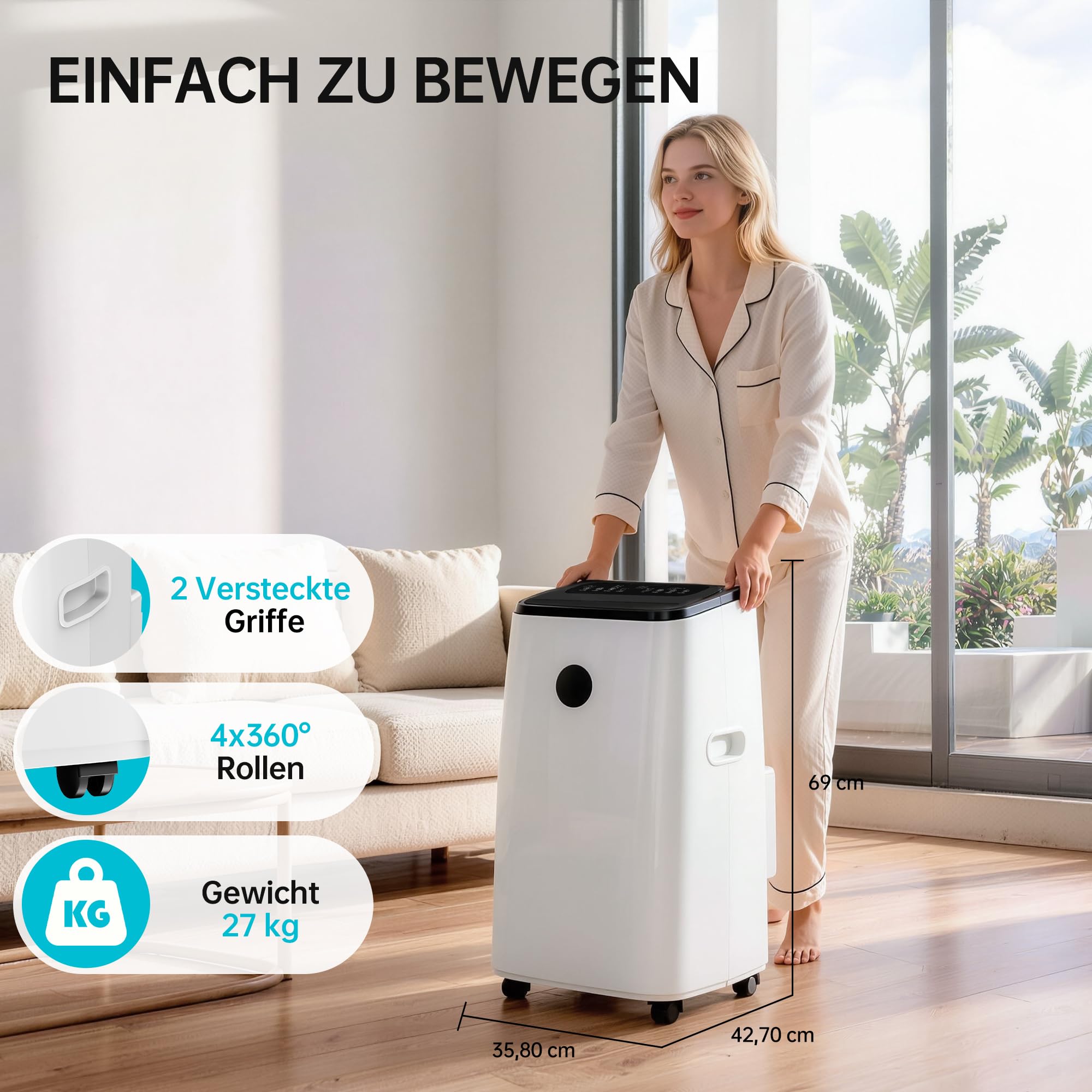 DOMANKI Mobile Klimaanlage 12000 BTU, 3-in-1, bis 50m², leise