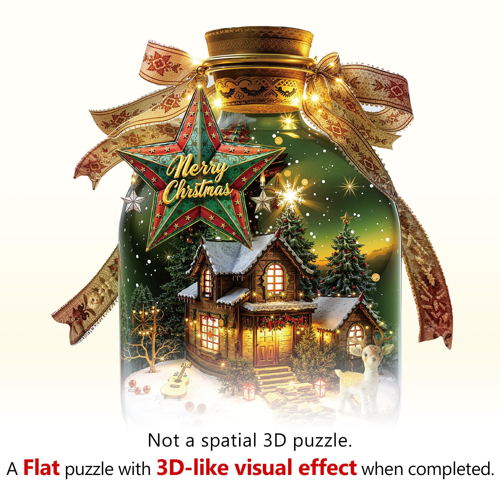 KaayeeWood Christmas Wooden Jigsaw Puzzles-370 Pieces Christmas Message in Bottle Shape Wooden Puzzles for Adults 14+ - Image 2