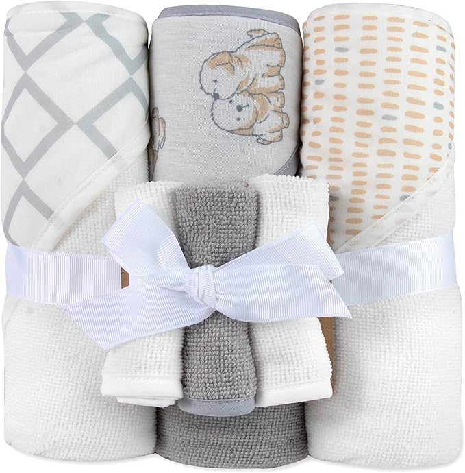 Hooded Baby Bath Towel and Washcloth 6 Piece Set for