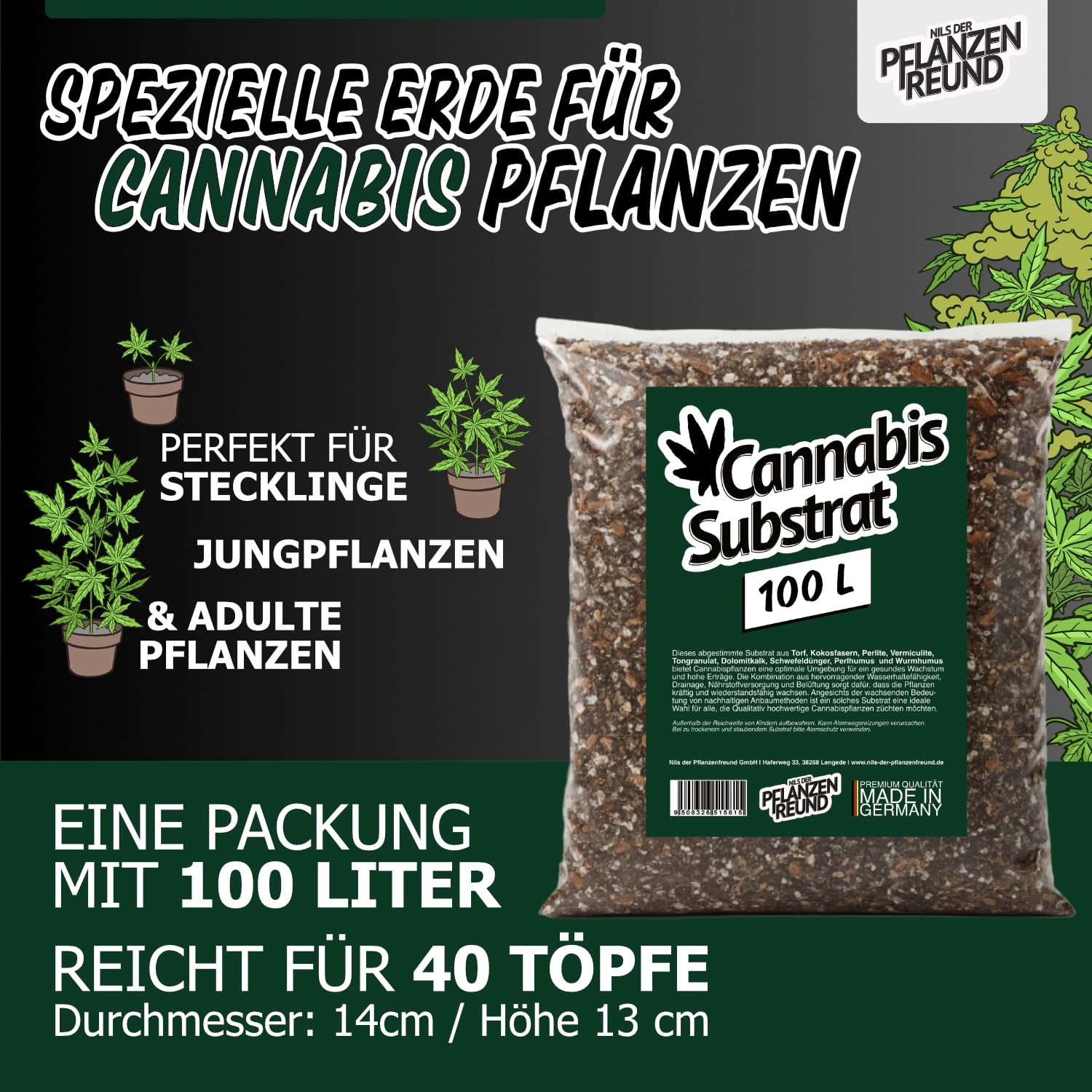 Ziemia do konopi (100 L) – podłoże do uprawy konopi, ziemia do cannabis indoor i outdoor, bogata w składniki odżywcze
