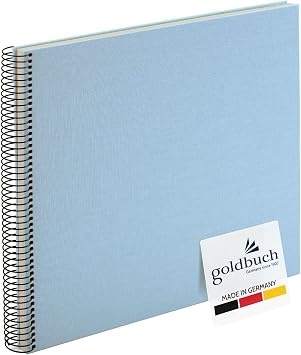 goldbuch Bella Vista 25 829 Spiral Album Sky Blue Photo Book 35 x 30 x 2.8 cm Photo Album 40 White Pages Picture Album Cover Linen Photo Album Landscape Photo Book Sky Blue