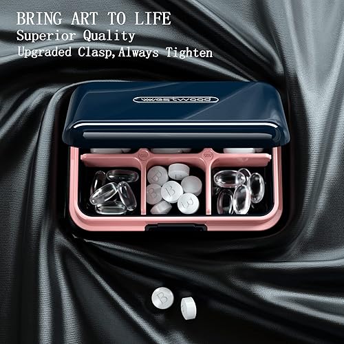 Miniatura 7 de DUBSTAR Pastillero, pastillero pequeño, impermeable, portátil, para uso diario, pequeño, para bolsos, bolsillo compacto para medicamentos de viaje,