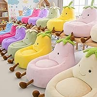 DumOS Kids Bean Bag Chair with Soft Faux Rabbit Fur & Shredded Foam Fill, 31 Inch Comfy Toddler Couch for Ages 4-12, Rose Red