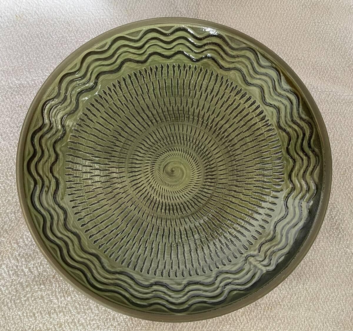 小鹿田焼「丸皿（飛び鉋）8寸」1枚【 送料確認用出品 】