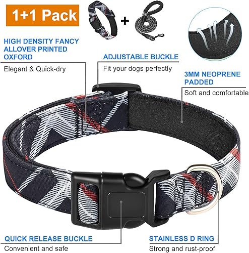 Miniatura 2 de Beebiepet Collar de nailon para perro, de neopreno suave, acolchado, ajustable, para perros pequeños, medianos y grandes (cuello S de 12 a 15.5