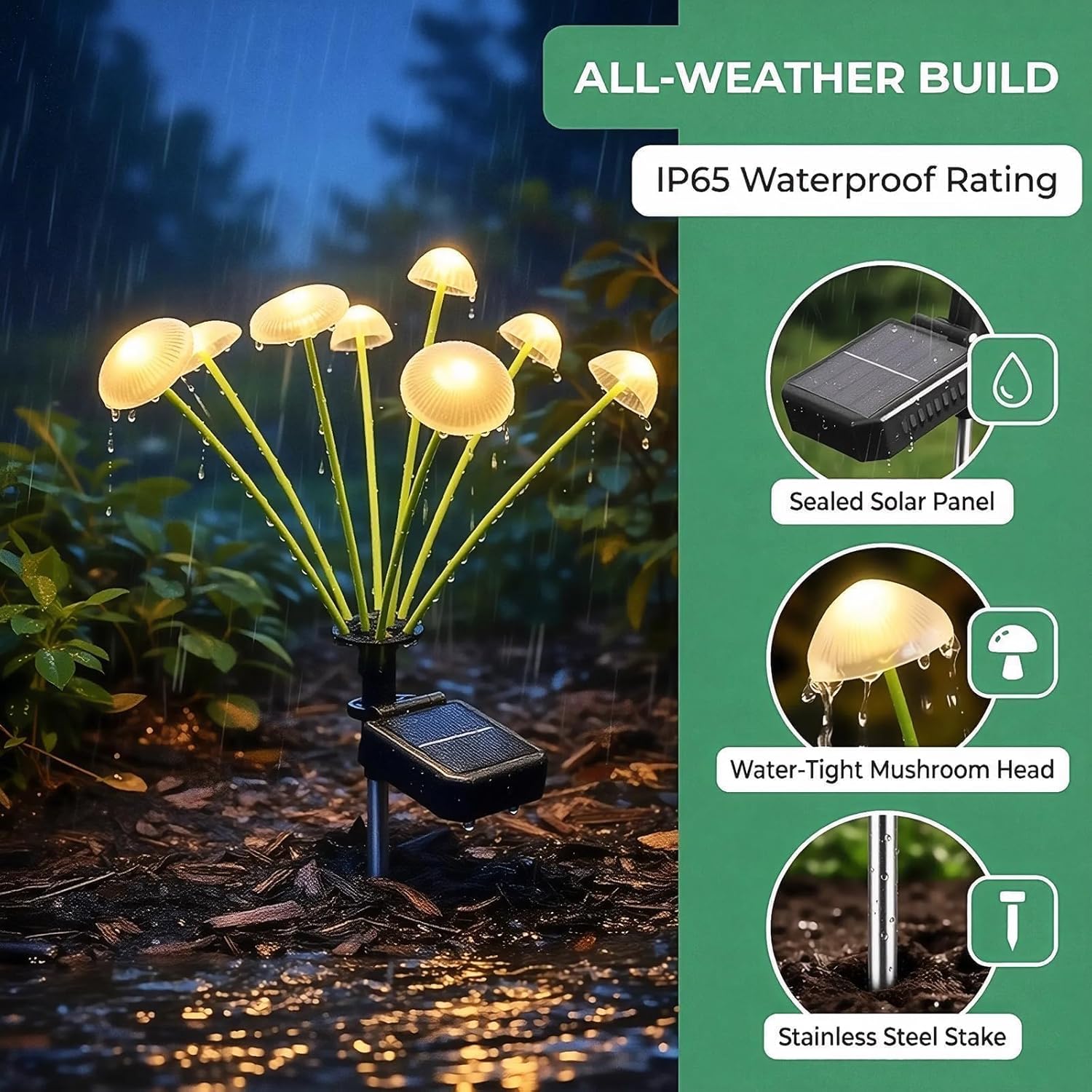 SyouHome Solar Garden Lights Outdoor (4 Pack, 32 LEDs, 8 Modes), Swaying Mushroom Lights, Jellyfish Ambiance, IP65 Waterproof Outdoor Decor for Garden, Patio, Pathway, Gifts for Mother (Warm White)