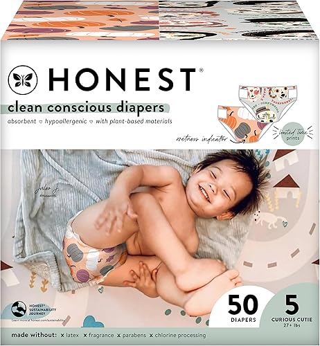 Miniatura 13 de The Honest Company Clean Conscious Diapers Plant-Based, Sustainable Fall '23 Limited Edition Prints Club Box, Size 1 (8-14 lbs), 80 Count