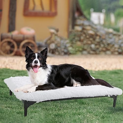 Miniatura 7 de HOMBYS Almohadilla de cama para perro de imitación de Fux para cama elevada para perros al aire libre, cama elevada portátil para perros, grande,