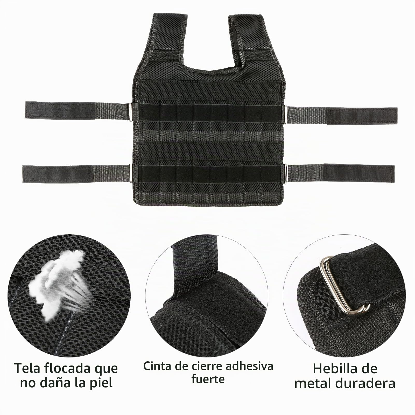 Chaleco de Pesas de 35 Kg con Pesas de 6 Kg para Piernas y Brazos de 5 Kg, Chaleco de Entrenamiento Ajustable con 32 Bolsillos, Tejido de Malla, Correas para los Hombros que (15KG)