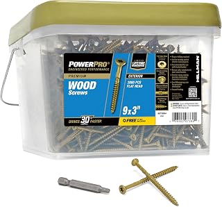 PowerPro #9 x 3" Premium Bronze Deck Screws, 2000-Pc Bulk Exterior Wood Screws, T25 Star Bit, No Pre-Drill, Rust-Resistant