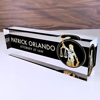 Artblox Office Desk Name Plate Personalized | Custom Name Plates for Desks | Lawyer Design On Clear Acrylic Glass | Office Desk Decor - (8" x 2.5")