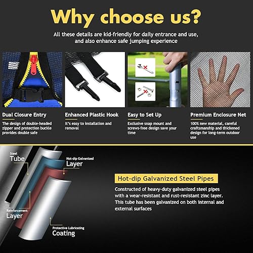 Miniatura 2 de Giantex Trampolín para niños y adultos, aprobado por ASTM 8, 10, 12, 14, 15, 16 pies, cama elástica grande con escalera, tubos de acero de grosor
