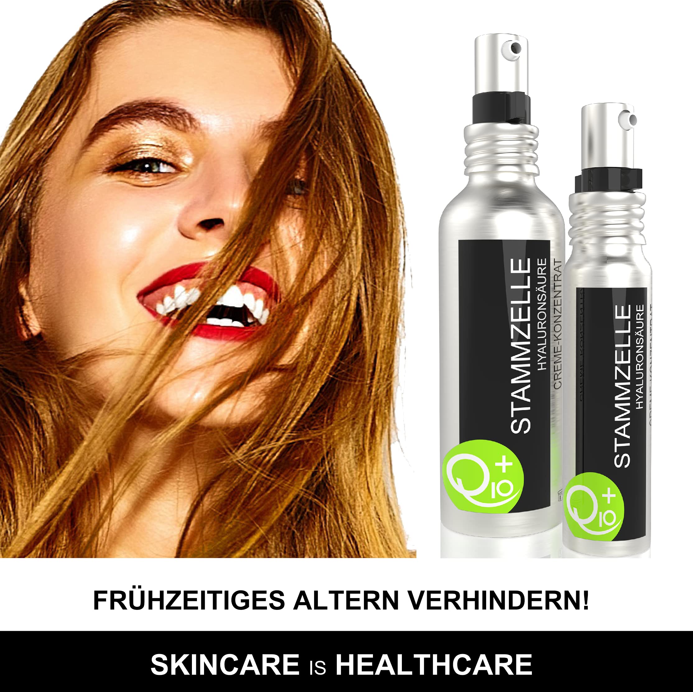 Vegane Hyaluron Feuchtigkeitscreme Gesicht mit Hyaluronsäure Hochdosiert, Zellschutz, Q10+, Made in Germany, 100 ml