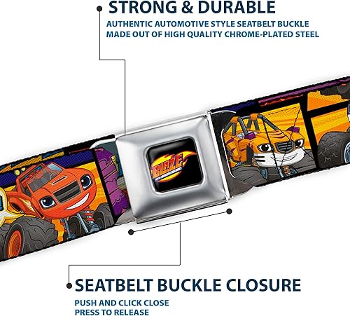 Miniatura 6 de Blaze and the Monster Machines Kids' Big Buckle-Down Seatbelt Belt Blaze 1.0" W, 20-36" L, Wide, Long