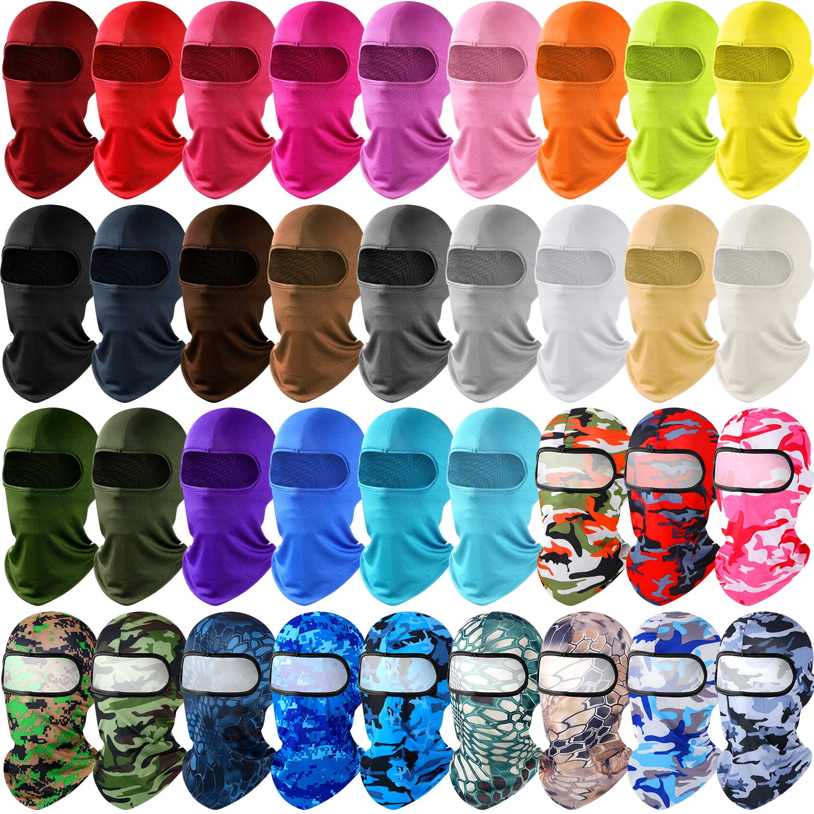Vicenpal 36 Pcs Balaclava Face Cover Ski Mask Full Face Cover UV Sun Protection Windproof Mask for Sports