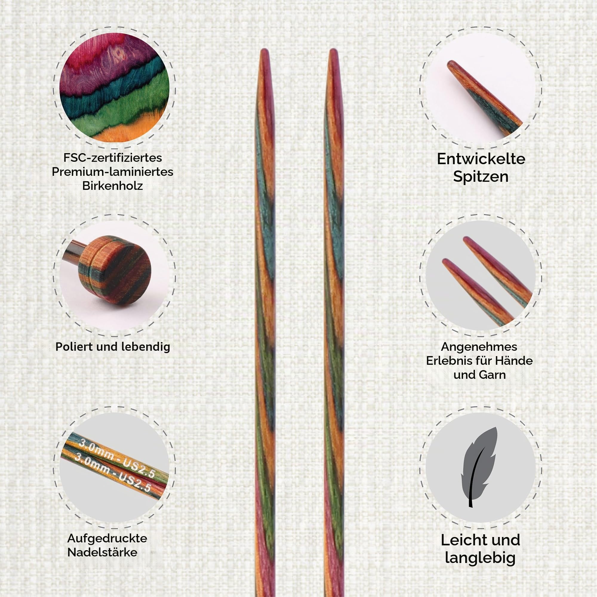 KnitPro Symfonie Lange Nadelset 12" (30cm) | 8 Größen (3.5mm bis 8mm)
