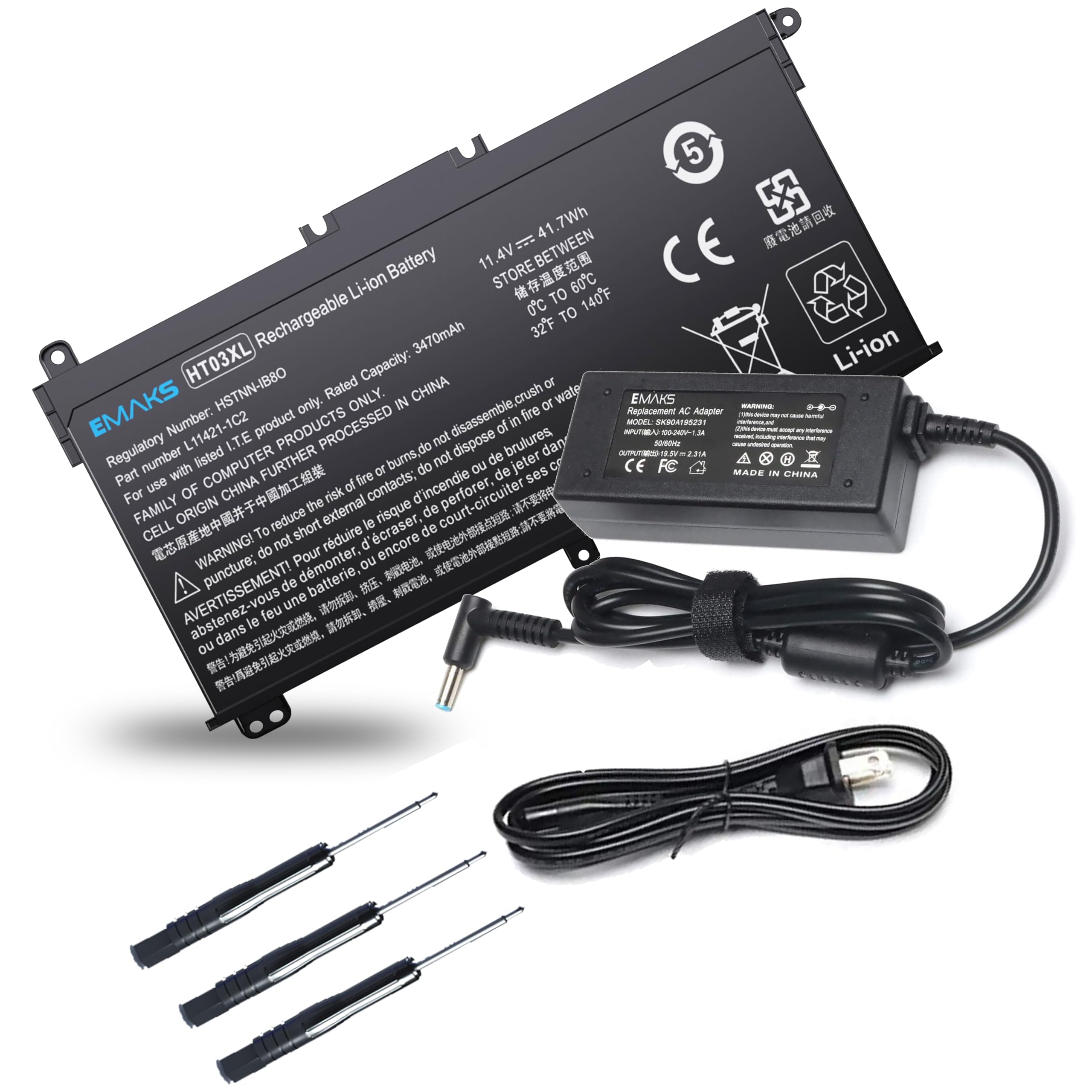 Amazon.com: Emaks Battery HT03XL and Charger 45W for HP 15-CS 15
