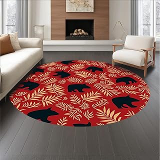 Ultra Soft Area Rug 6, Forest Dwelling Fauna Adornment, Non Slip, Stain Resistant, Washable Area Rugs for Living Room, Bedroom (Red, 6)