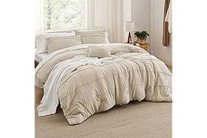 Bedsure Linen Queen Comforter Set - 4 Pieces