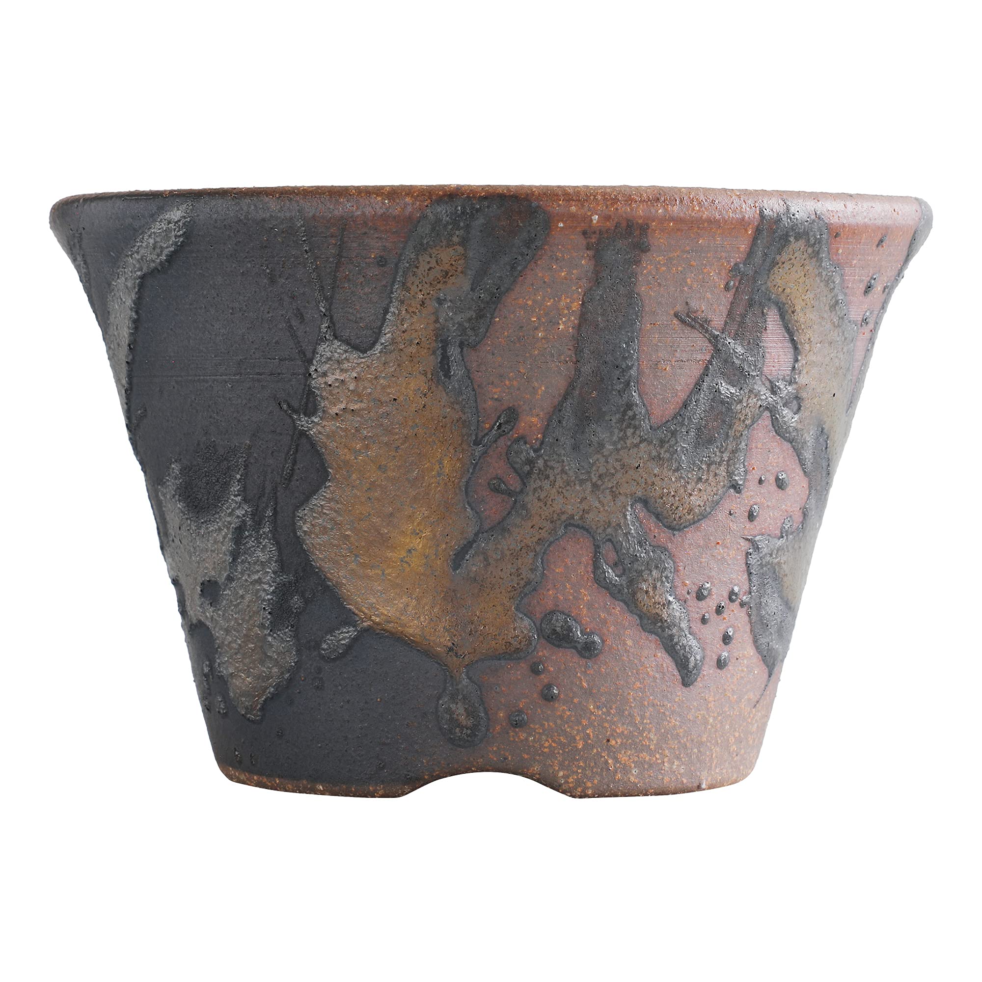 Wazakura Banko Series Petit Pot à Bonsaï et Plantes Rond, Fait à la Main en Céramique avec Trou de Drainage 11 cm, Fabriqué au Japon, pour Jardin et Interieur - Kindami