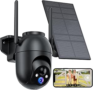 Outdoor Surveillance Camera, Battery and Solar: 2K WiFi Camera Outdoor Wireless - 360° PTZ Outdoor Camera with Monitor Alarm System Night Vision Function WiFi Camera Motion Sensor asin的图片