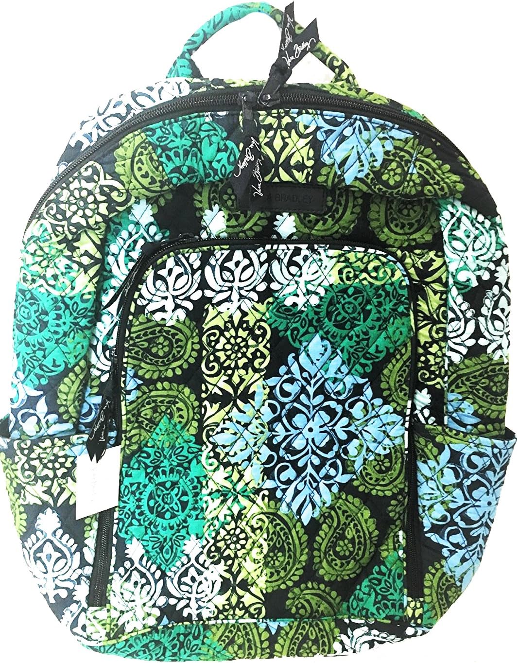 Vera Bradley Laptop Backpack (Updated Version) with Solid Color Interiors (Caribbean Sea with Navy Interior)