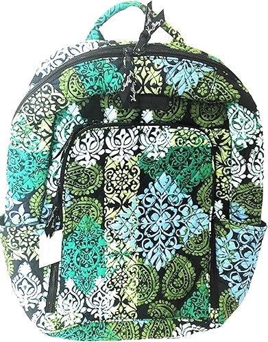 Vera Bradley Mochila para portátil (versión actualizada) con interiores de color sólido (mar Caribe con interior marino), Azul, Computadora portátil