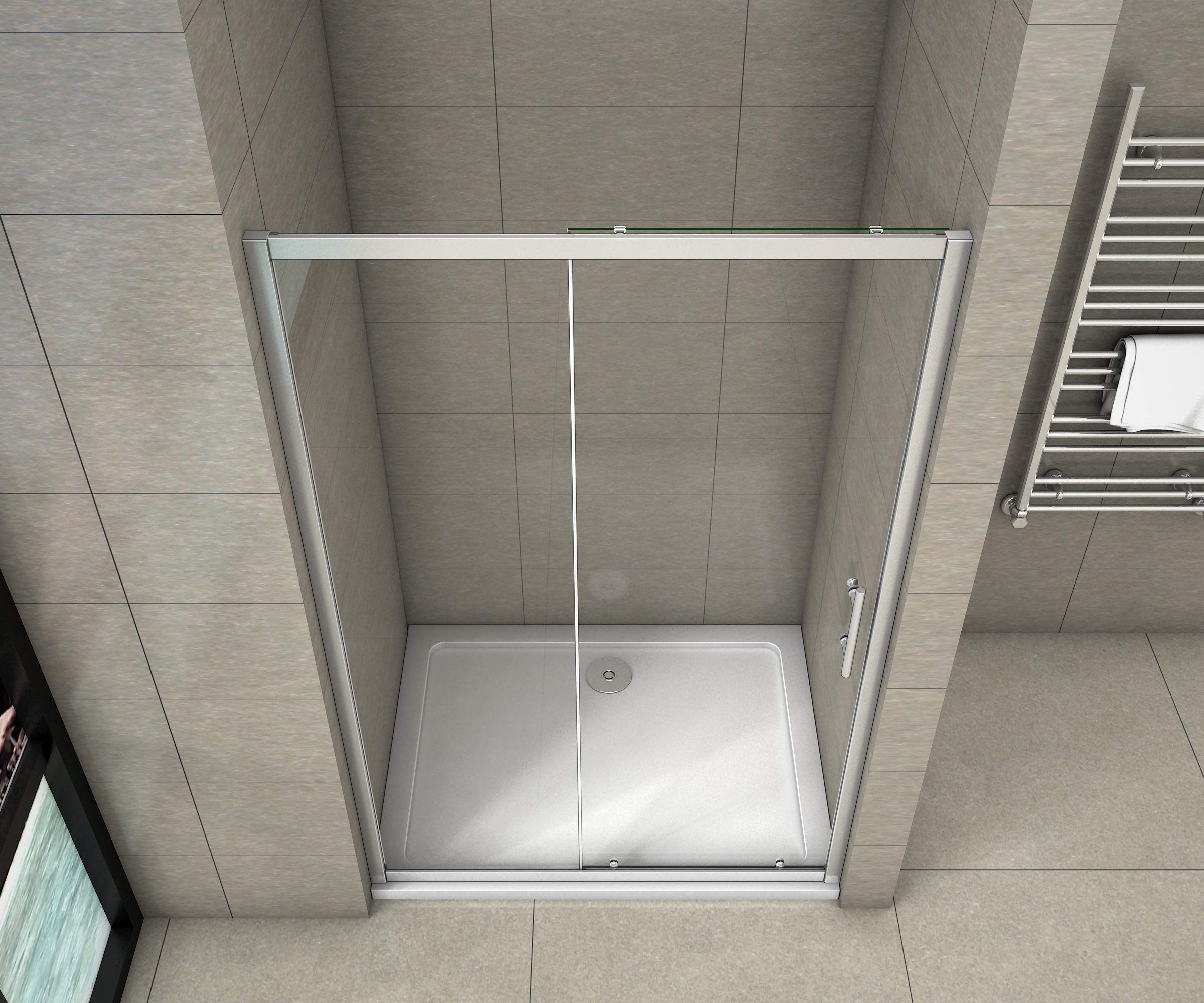Porte de douche coulissante 140x190cm en niche porte de douche AICA