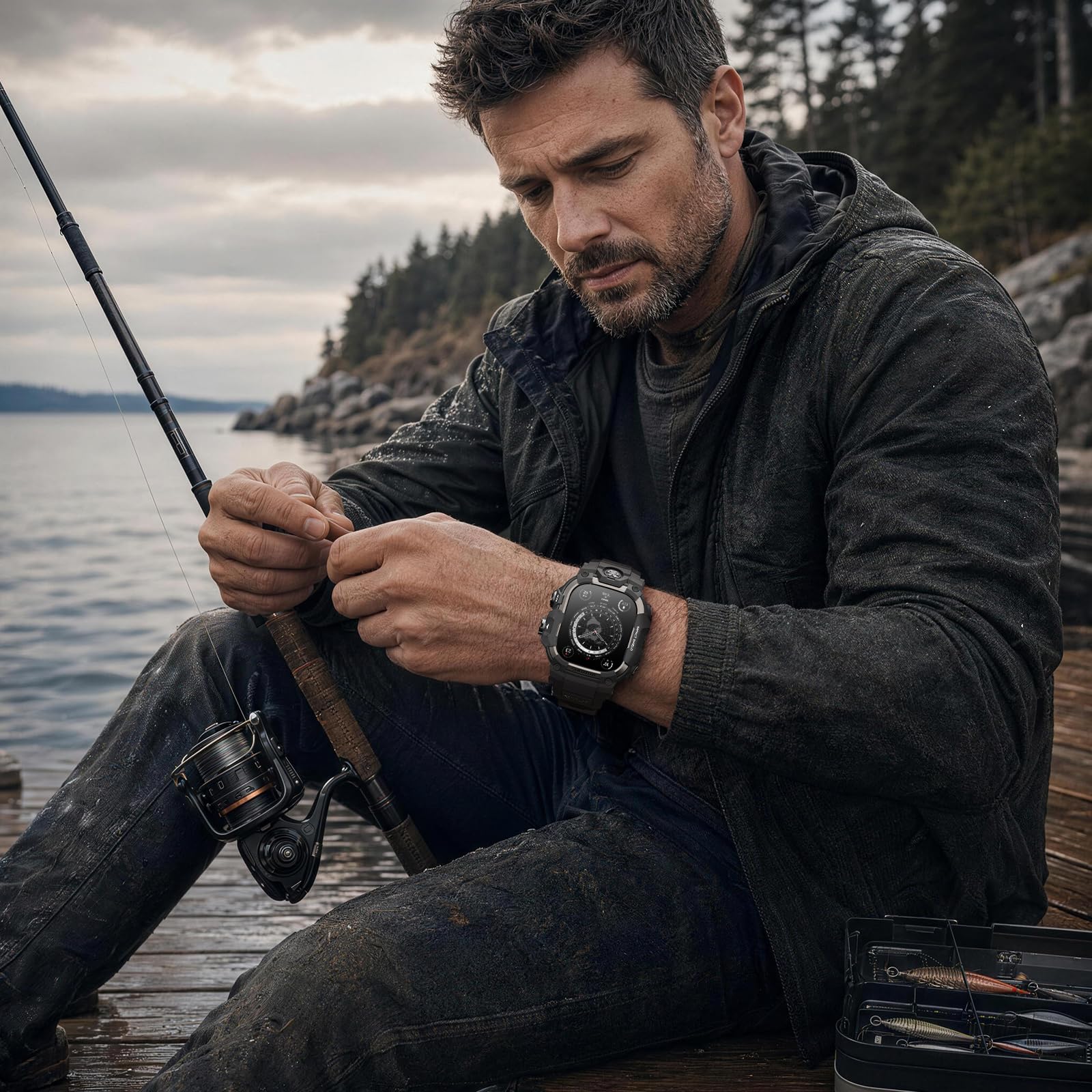 BXUXOHS Custodia e cinturino per Apple Watch 49 mm, robusto paraurti in