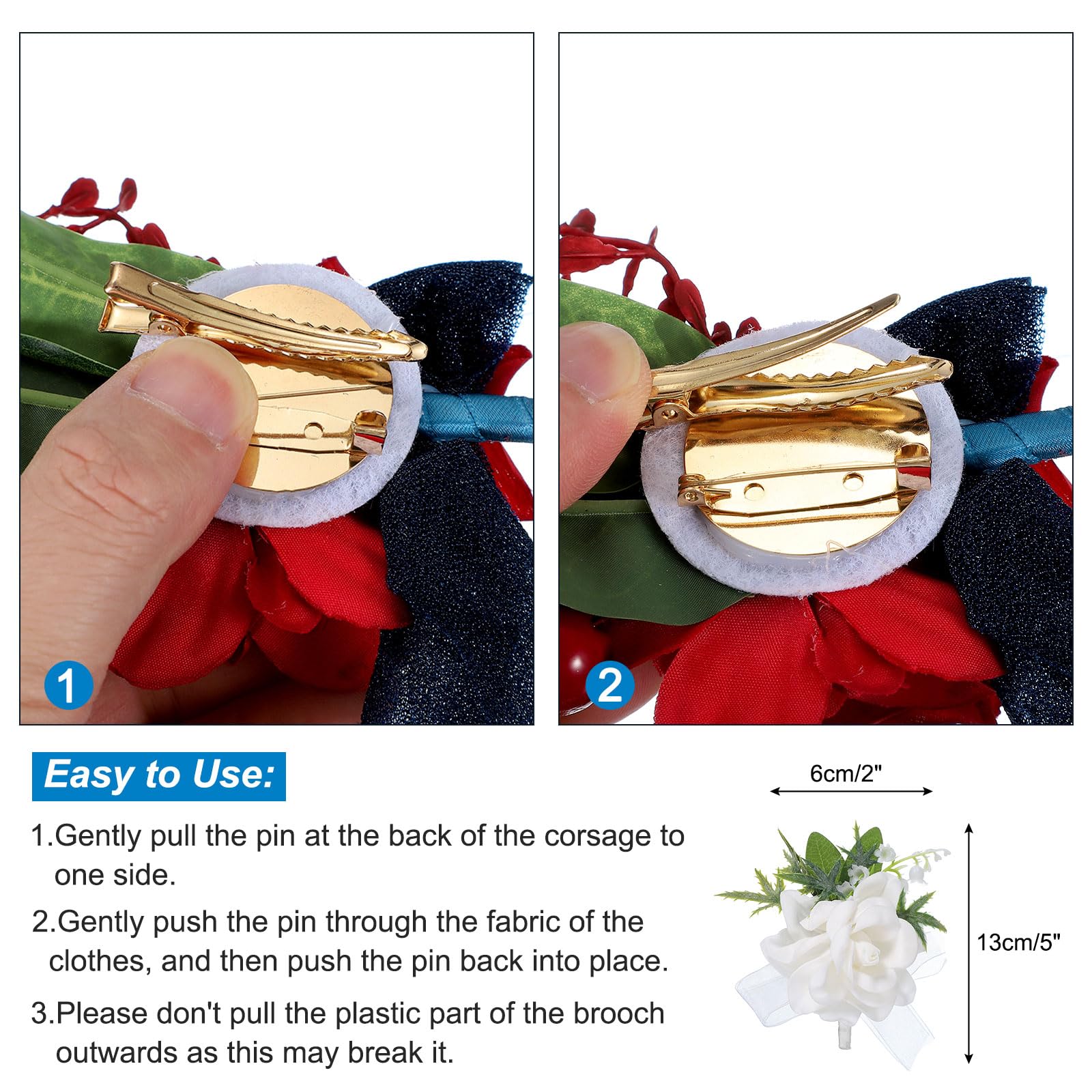QUARKZMAN 10 Pezzi Bianchi Fiori Artificiali Occhielli Da Taschino Lotus | Per Uomo, Con Spille, Boutonnieres Per Matrimonio Sposa Sposo Cerimonia Anniversario Festa Formale, Boutonnieres