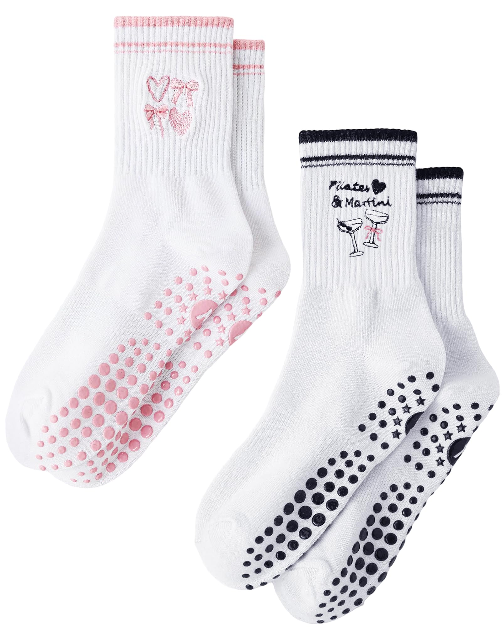 Yawlsow Pilates Stoppersocken für Damen Rutschfeste Yoga Grip Socken | mit Noppen niedlich und bequem für Reformer Ballett Barre Tanz Trampolin Krankenhaus Fitness Zuhause Atmungsaktiv