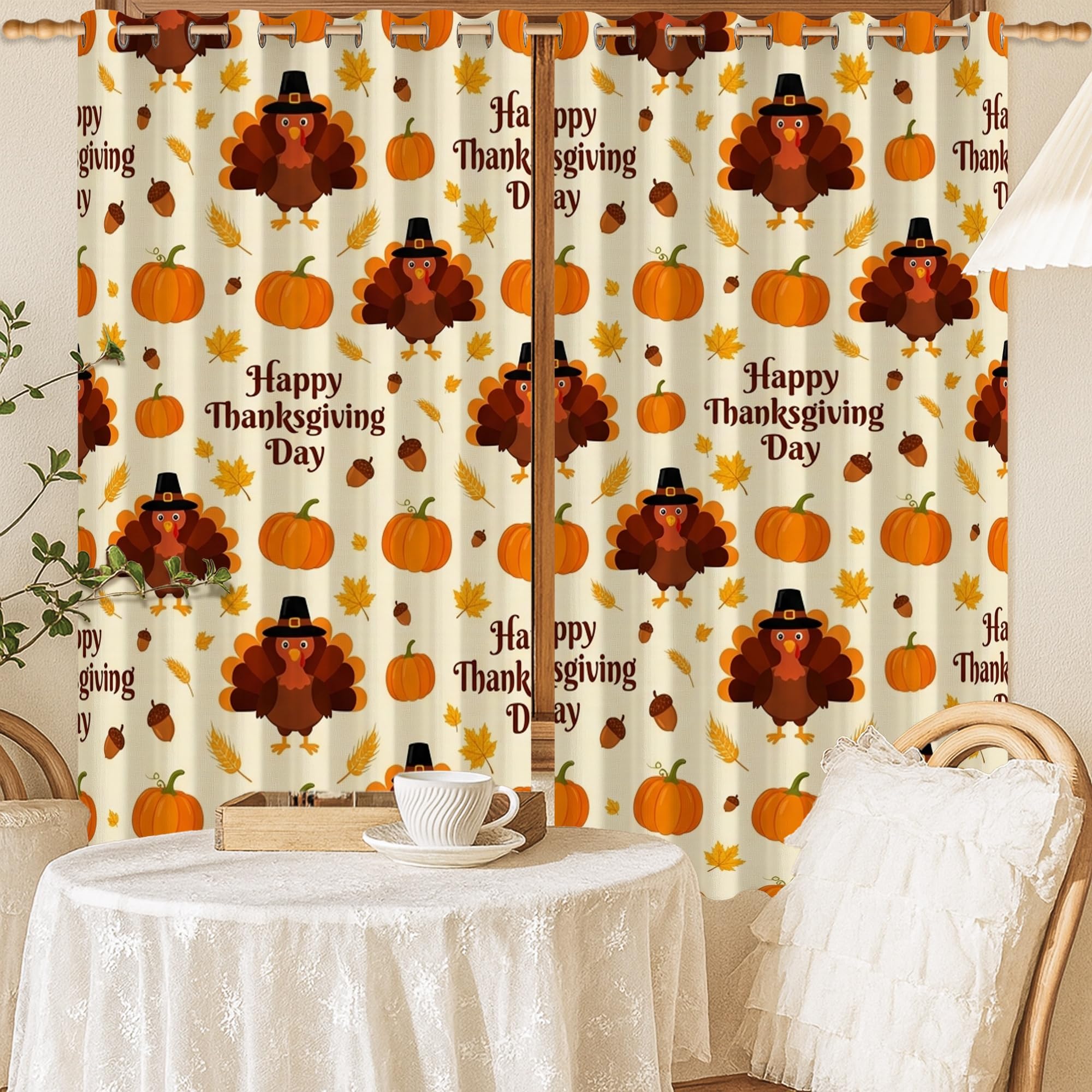 Rideaux occultants orange d'Action de grâce 132x137cm pour chambre d'enfant