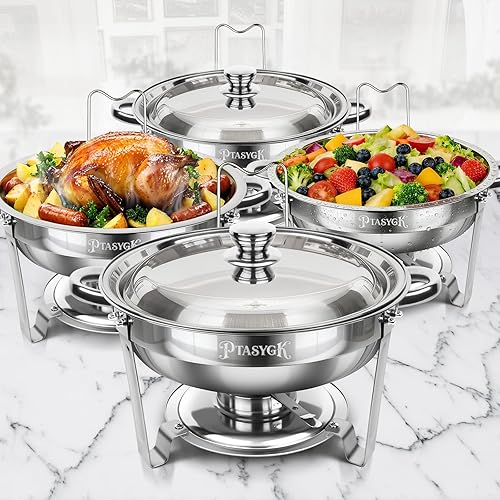 Chafing Dishes for Buffet - 4 Pack 5QT Silver Stainless