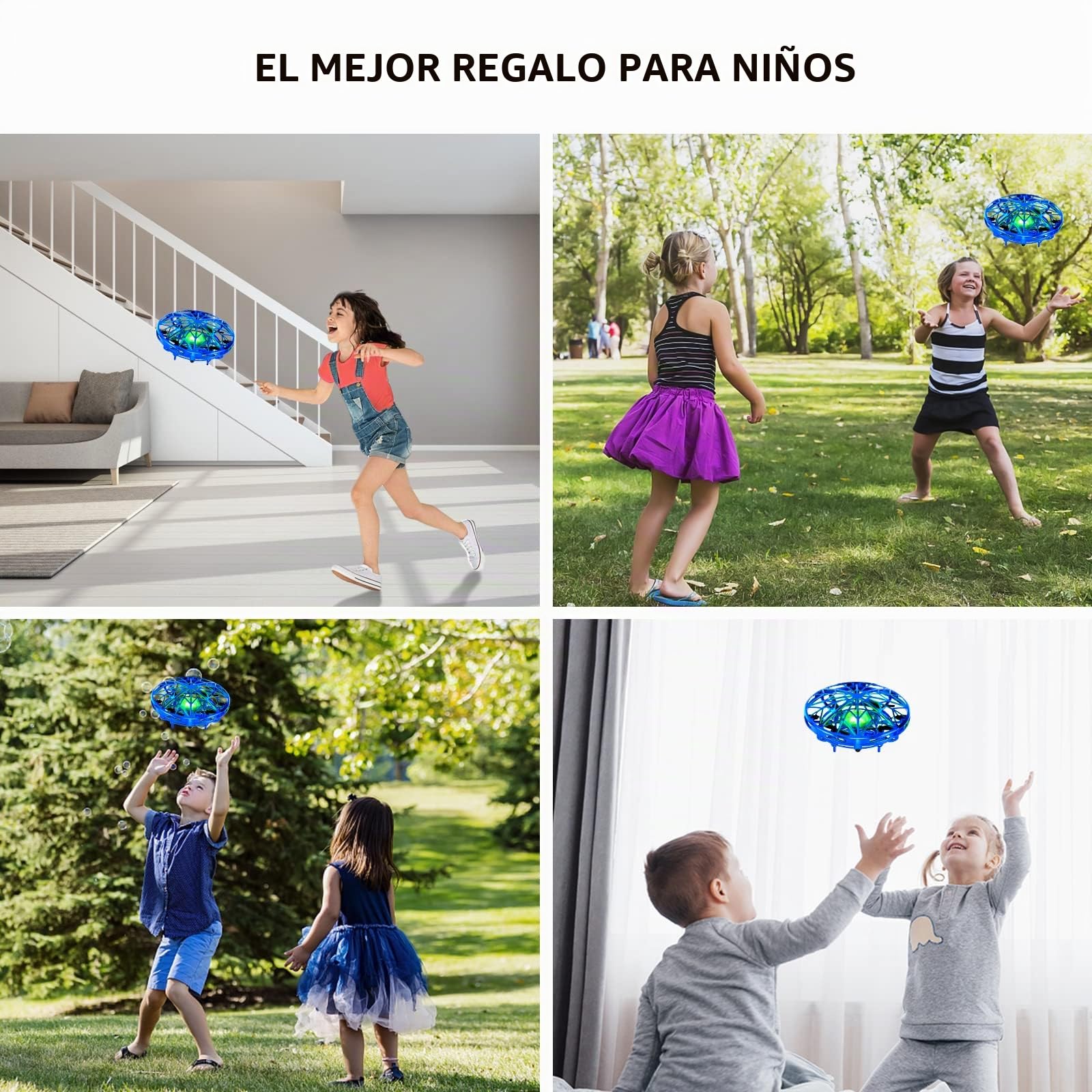 Kizplays UFO Mini Drone, dron de Vuelo controlado a Mano, Luces LED, inducción infrarroja, controlado a Mano, dron de Juguete de Vuelo Recargable para niños de años