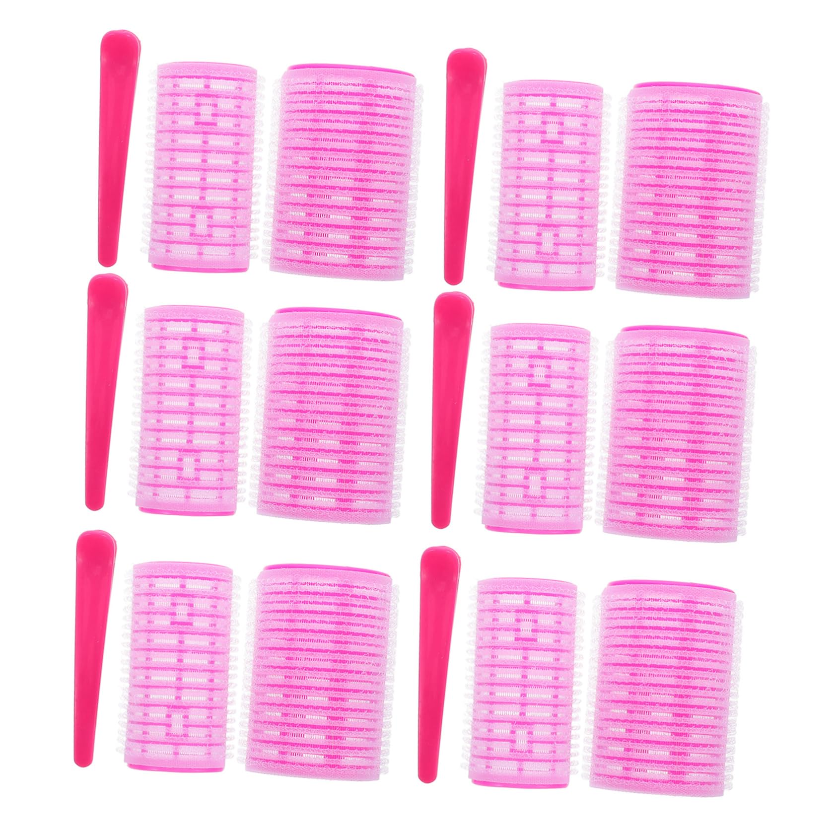 FRCOLOR 18Pcs Self Adhesive Hair Rollers Set Plastic Hair Curlers with Clips Easy to Use for All Hair Includes for Stylish Hairdressing