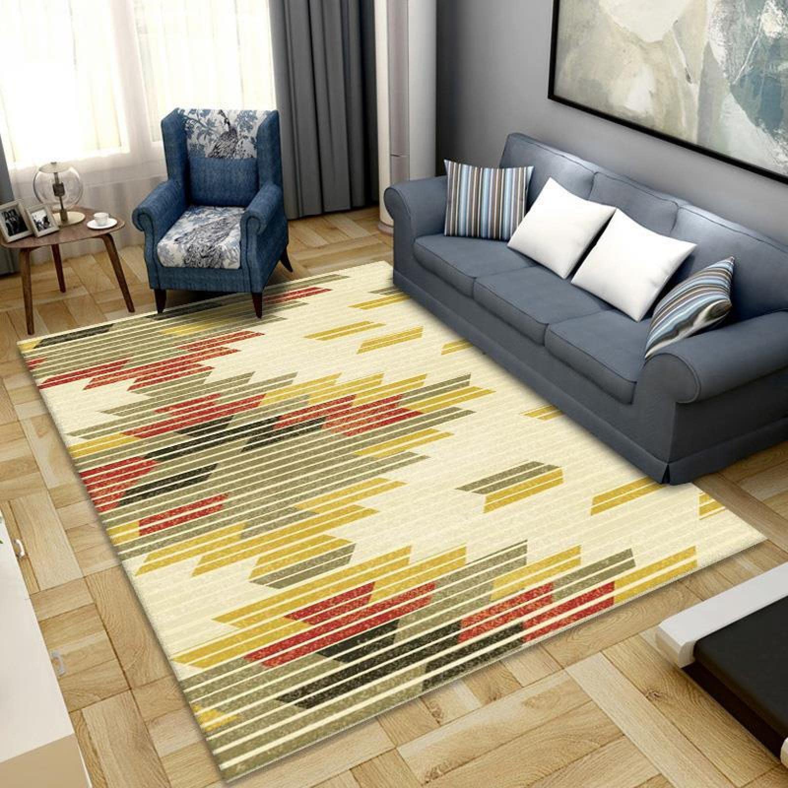 Tapis pour salon moderne jaune vif 120x160cm style minimaliste et chaleureux