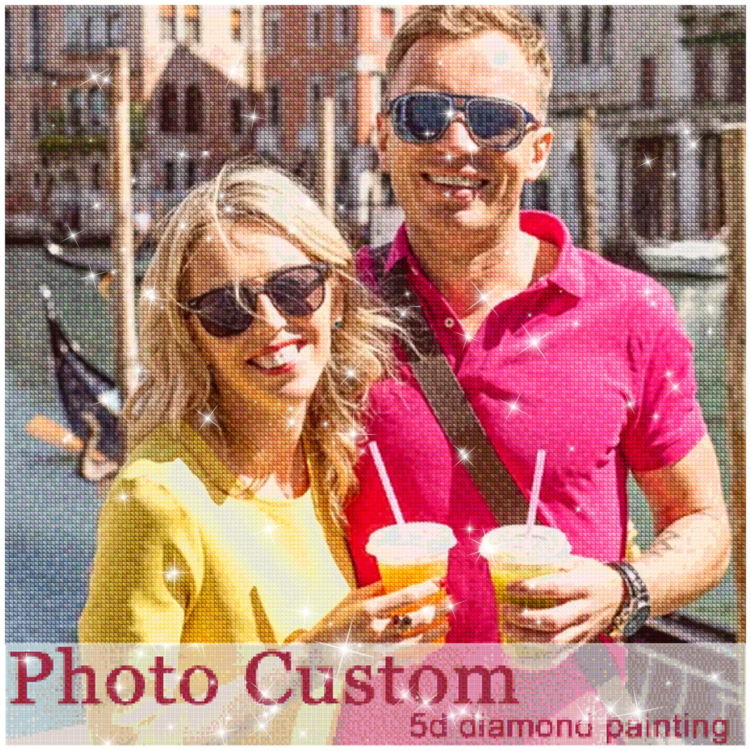 Diamond Painting Personalizzato 5D Adulti Diamond Painting Kit Completo, DIY Pittura Diamante Quadri Personalizzati con Foto, Personalizzata Quadri con Perline Diamanti per Arte Decorazione 100x100cm