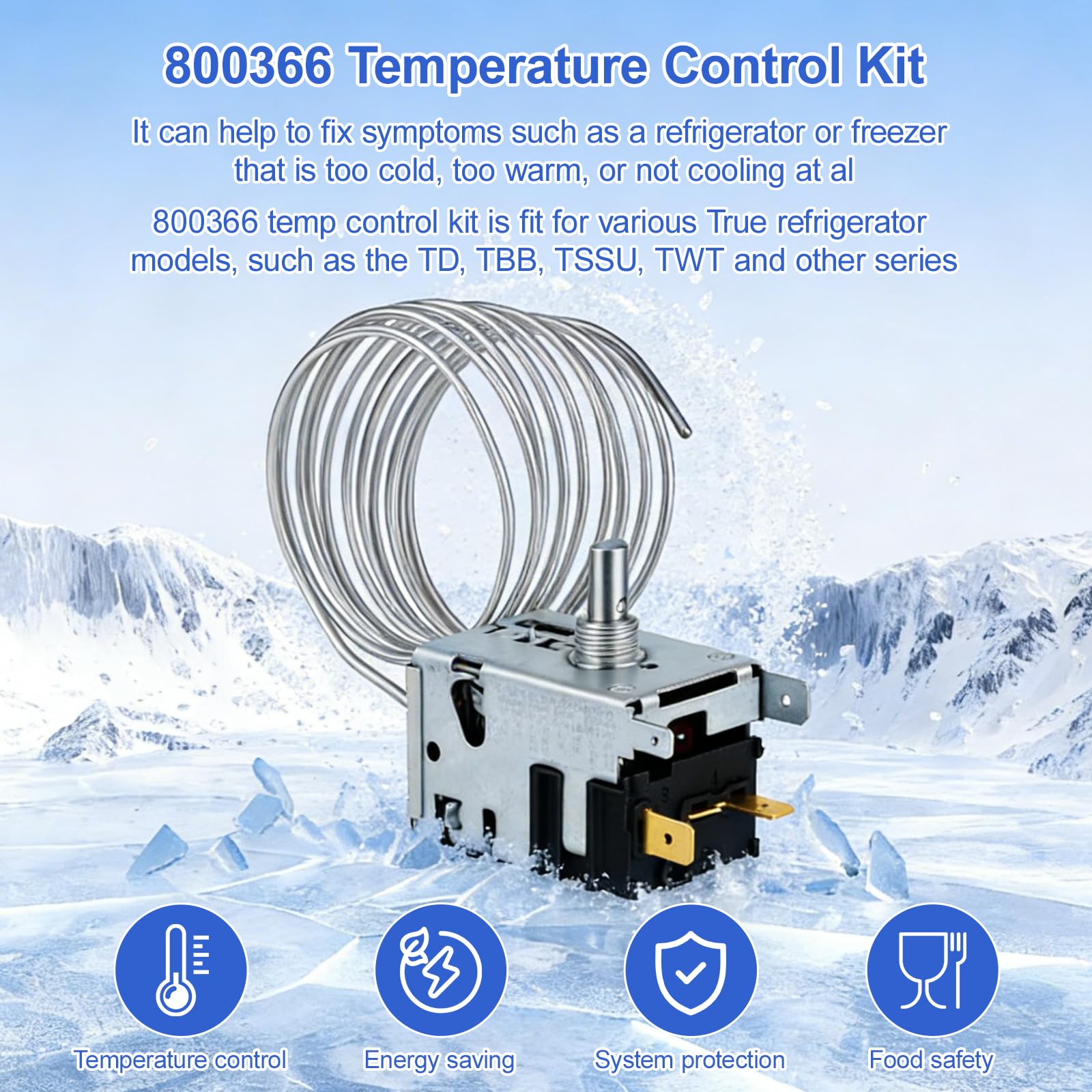 Kit de control de temperatura 800366 actualizado 2026 que se adapta a la refrigeración verdadera, reemplaza 077B6806, 077B7172, 98806 - Termostato de detección de bobina de 76 pulgadas