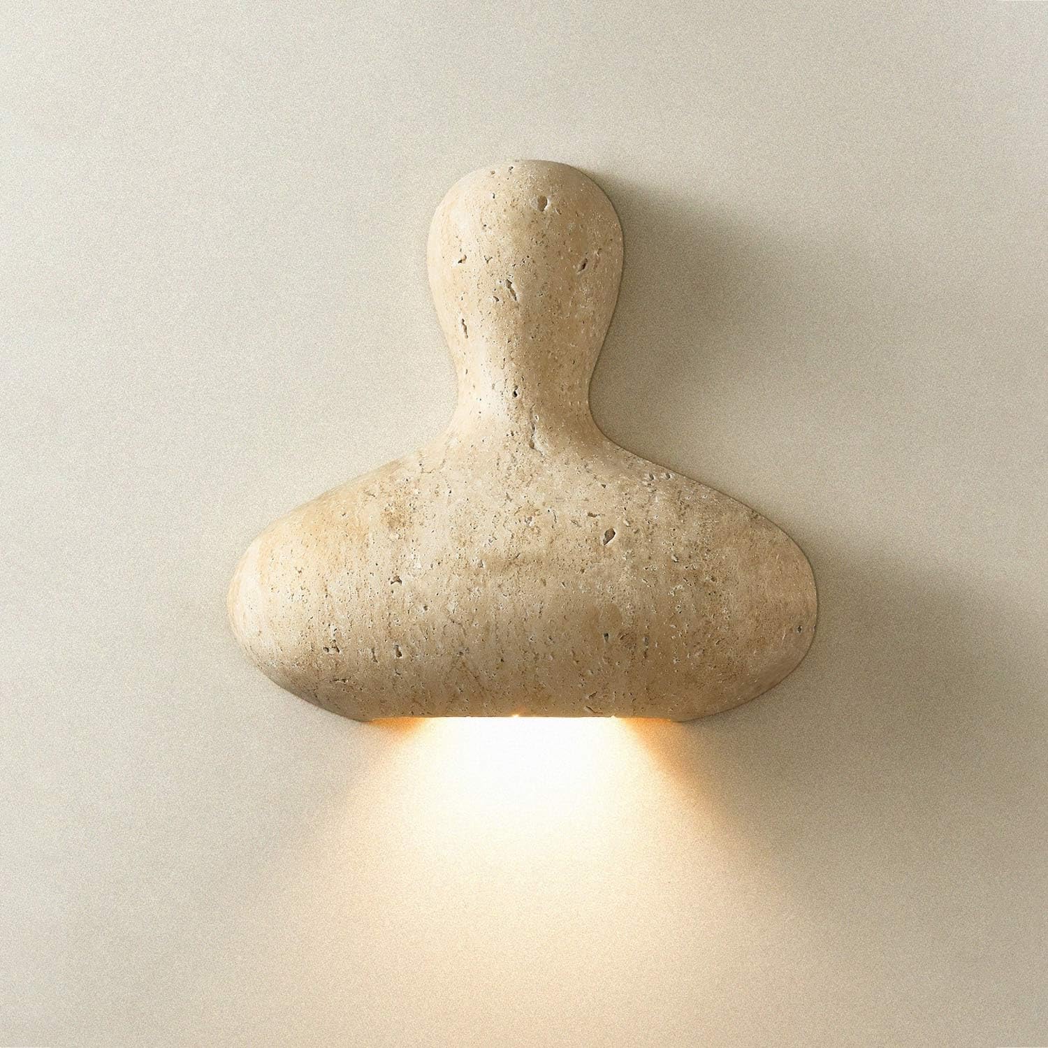 USMJQVZ Yellow Travertine Wall Sconce Wabi Sabi Cave Stone Wall Lamp with Natural Stone Lampshade Creative Design Marble Lighting Fixture for Kitchen Island Bedroom Living Room Hallway Entryway